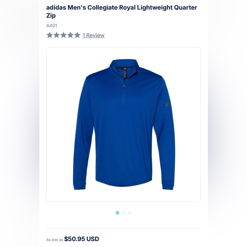 Adidas A520 Shoulder Stripe Quarter-Zip Pullover in Glory Blue - SML